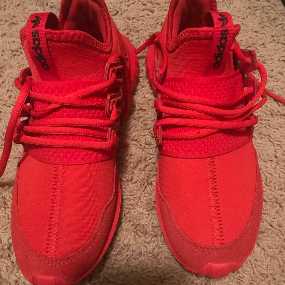Adidas red tubulars shoes